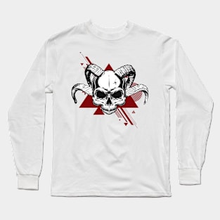 Angry Skull with Ram Horns Long Sleeve T-Shirt